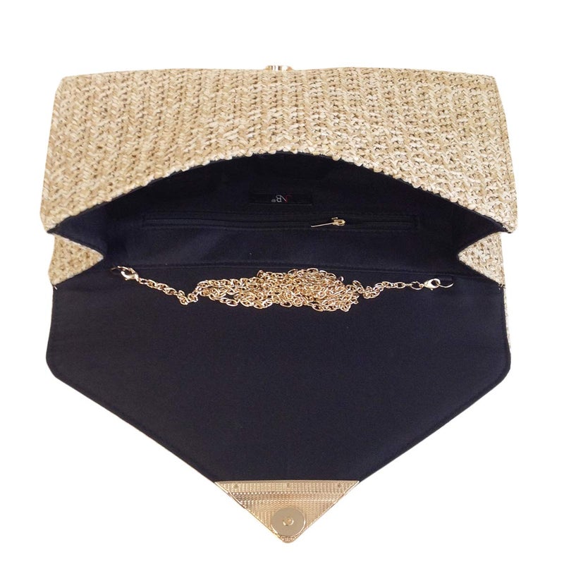 JNB Natural Straw Clutch, Natrual - Image 5